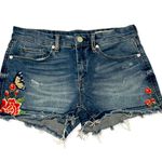 BLANK NYC  Distressed Denim Embroidered Butterfly Floral Hiker Shorts  27 Photo 4