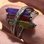 RS Covenant Purple Red Green CZ Ring sz 5 Silver Photo 4