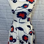 E.Leigh's Vibrant Red & Blue Floral Print Mini Dress-Small Photo 0