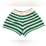 Daily Practice Medium Anthropologie Green White Striped Shorts Tight Knit Cotton Photo 1