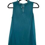The Loft Teal Ruffle High Neck Tie Back Tank Top Photo 5