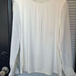 Talbots NWT Long Sleeve Metallic Sleeves Mock Neck Blouse Cream M Photo 0