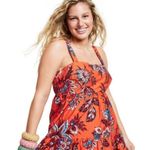 RHODE x Target Leafy Floral Print Tiered Midi Dress Orange Womens XXL Photo 1