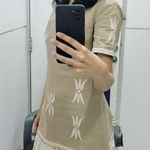 ZARA  Embroidered Tan Mini Dress XL Photo 5