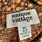 Unique Vintage  Long Sleeve Collared Button Up Floral Blouse Top Brown Medium M Photo 5
