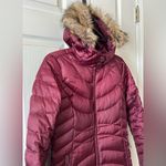 Eddie Bauer  EB650 Women Maroon Faux Fur Removable‎ Hoodie Goose Down Coat Sz XS Photo 5