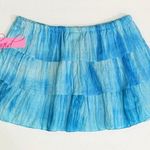Macy's NEW Turquoise Aqua Tie-Dye A-Line Ruffle Skater Mini Short Summer Beach Skirt Photo 1