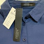 Zanzea blue button down shirt size large long sleeve Photo 3