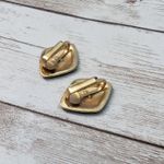 Vintage Clip On Earrings Black & Gold Tone Diamond Shape Photo 7