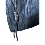 Topshop  Kate Moss Black Leather Jacket Women’s Size 4 US Asymmetric Zip Iconic Photo 5