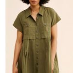 Free People  Ronnie Poplin Mini Dress - Size Small - Green (new no tags) Photo 0