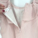 Club Monaco  Asmund Stripe Ruffle Tank Top Size S Blush Pink White Square Neck Photo 10