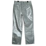 Rebecca Minkoff  Silver Metallic Straight Leg Jeans Size 8 Y2K Photo 1