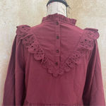 Madewell  Size M Ruffled Flannel Mini Dress Eyelet Oversized Prairie Mulberry Photo 15