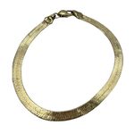 Vintage “Gold Shield “Wide herringbone flat bracelet. Gold Photo 0
