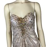 La Femme  strapless sweetheart white gold foil jewelled sequin gown size 2 Photo 2