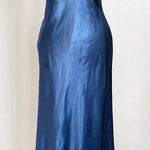 David's Bridal David’s Bridal Blue Satin Halter Gown Maxi Dress Formal Evening Bridesmaid Small Photo 0