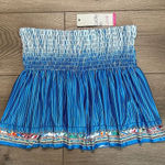 Lucky In Love 14” Paradise Smocked High Waist Blue‎ Print Tennis Skirt Size M Blue Size M Photo 0