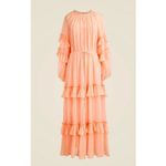 J.CREW Tiered Ruffle Dress in Chiffon Size 12 Coral Pastel Beach CI873 READ Pink Photo 14