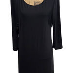 Luxology  Black Midi Dress 3/4 Sleeve Keyhole Back Size M Photo 0