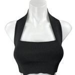 ZARA Women's Black Sleeveless Rib Knit Halter Strap Square Neck Crop Tank Top S Photo 0