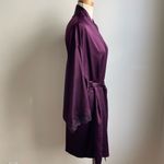 Natori Women's Purple Satin Kimono Robe w Lace Cuffs Belted Knee Length Large Photo 2
