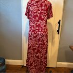 Jane Ashley  large Crimson Floral maxi midi sheer dress Photo 6