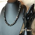 SIMON SEBBAG Black White Tortoise Agate Sterling Silver Necklace & Bracelet Set Photo 12