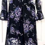ASOS  Black Ruffle Trim Purple Floral Double Front Slit Maxi Dress sz 4 Photo 4
