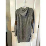 Retrod Cardigan Womens Faux suede elbow patches Open Front Grey Size M long hood Gray Size M Photo 3