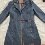 Halogen  Denim Trench Coat Sz M Photo 2