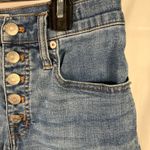 Madewell  High Rise Denim Shorts Button Fly Raw Hem‎ Blue Jean Sz 24 Distressed Photo 5