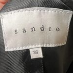 Sandro small Black Leather-Trim Wool Jacket $700 Photo 1
