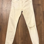 MOUSSY Vintage Skinny White Denim Distressed Ankle Jeans size 24 Photo 0