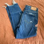 ZARA Trafaluc Floral Embroidered Distressed Mom Jeans Photo 5