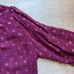 Anthropologie Moulinette Soeurs Allegra Gold Foil Printed Burgundy Blouse Size M Photo 5