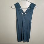 Loft Sleeveless Blouse Blue Green Knot Keyhole Twist High Neck Photo 6
