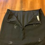 EAST Wool skirt 14 Black Cream Embroidered Design on bottom Fringe Zip Closure Photo 7
