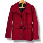 SOIA & KYO Red Wool Blend Button Up Belted Jacket Photo 0