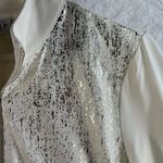 Chico's 1 US 8 M Zenergy Golf Top 1/4 Quarter Zip Ivory Gold Metallic Mock Neck Photo 2