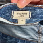 Madewell rigid a-line denim skirt button front distressed jean skirt Photo 3