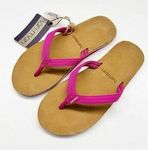 NWOB Hari Mari Womens Flip Flops Thong Slip On Scouts II Berry/Tan Leather Red Size 8 Photo 0