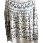 Garnet Hill Fair Isle Sweater Merino Wool Gray Blue Nordic Knit Women's Large Photo 0