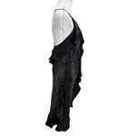 MISA Los Angeles Dress Ele Black Satin Ruffle Sleeveless Dress Women’s Size M Photo 3