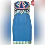 Mara Hoffman  2013 Embroidered Twill Cobalt Blue Strapless Mini Dress size 4 $297 Photo 6