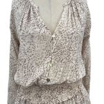 Rails Jasmine Dress Long Sleeve Watercolor Leopard Print Tan Cream Size Small Photo 4