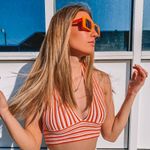 Orange & Pink Retro Rectangle Sunglasses Photo 3