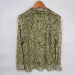 Joie  Button Front Shirt Womens Medium Green White Zebra Print Fairy Layered Photo 9