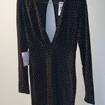 Monaco Plunge Sparkly Long Sleeve Mini Dress Size L Photo 0