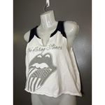 American Eagle  Tank Top Womens Medium White Rolling Stones Cropped Graphic Band Photo 2